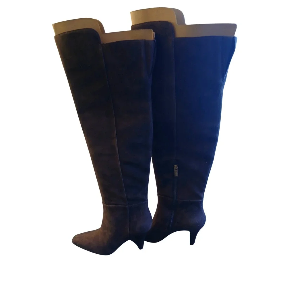 Vince Camuto Sabella Brown Suede Over The Knee Boots Pointed Toe Stiletto 8M